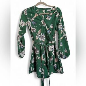 Carolina Belle Montreal Floral Green Wrap Romper size 2